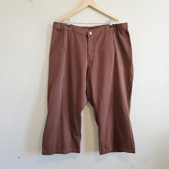 Big Bud Press Western Pants Burnt Terracotta Wide Leg Cotton Pintuck 5XL Petite - Picture 2 of 12
